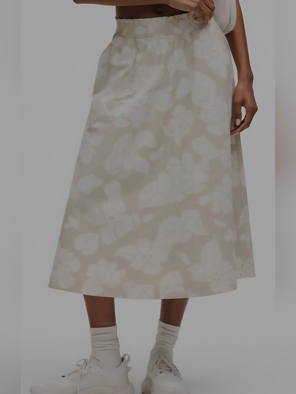 lululemon athletica Beige Floral Midi Skirt